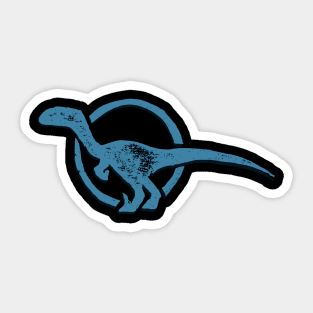 Stone-Style Blue Velociraptor Icon Dinosaur Raptor Symbol Sticker
